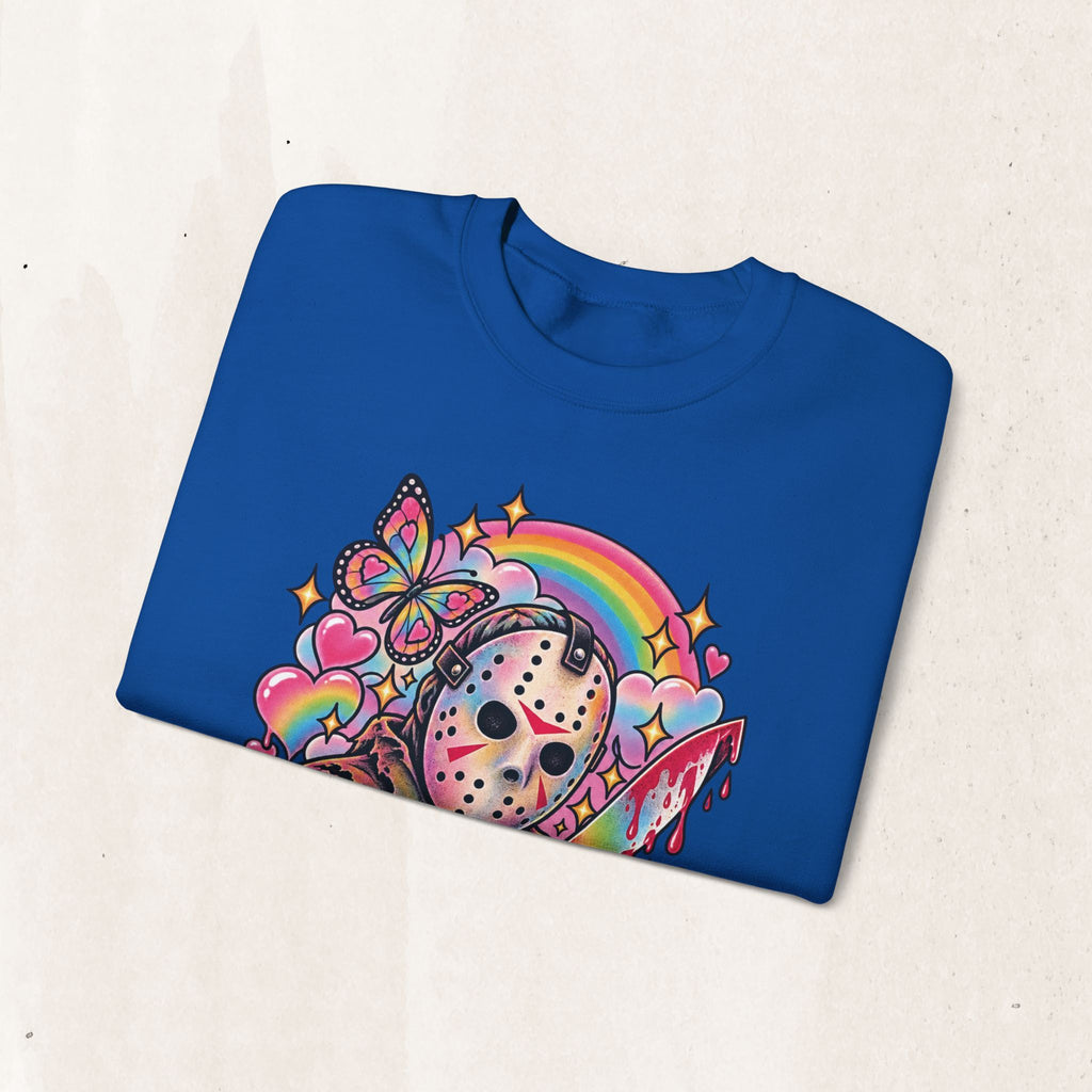 Jason Mask Rainbow Horror Crewneck Sweatshirt
