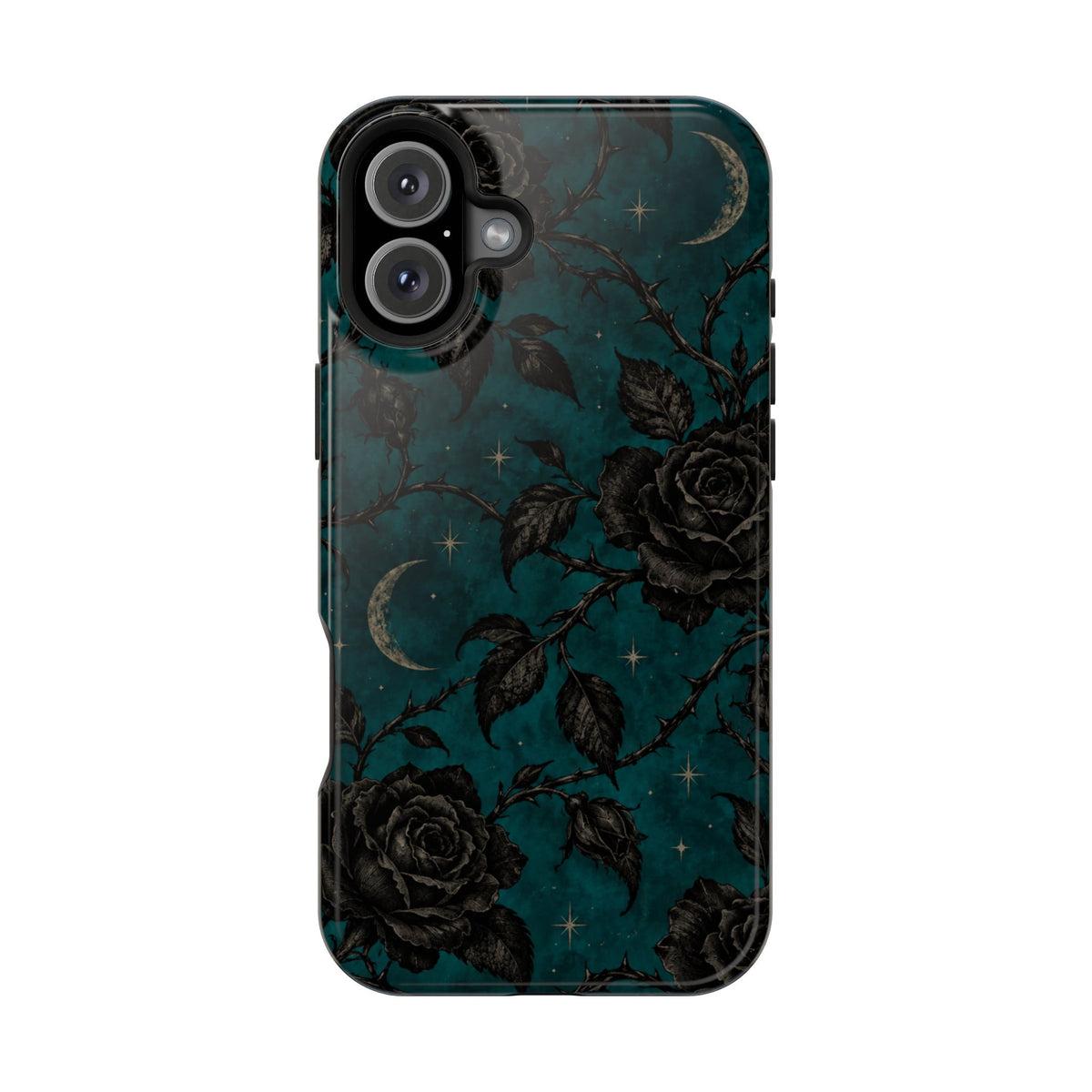 Teal Moon & Black Rose Magnetic Phone Case, alternate view