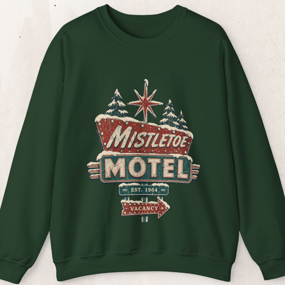 Mistletoe Motel Christmas Sweatshirt, Retro Christmas Motel Sign Crewneck