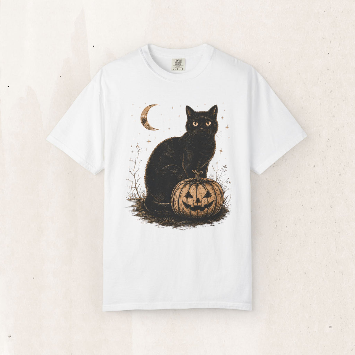 Halloween Black Cat & Pumpkin Tee
