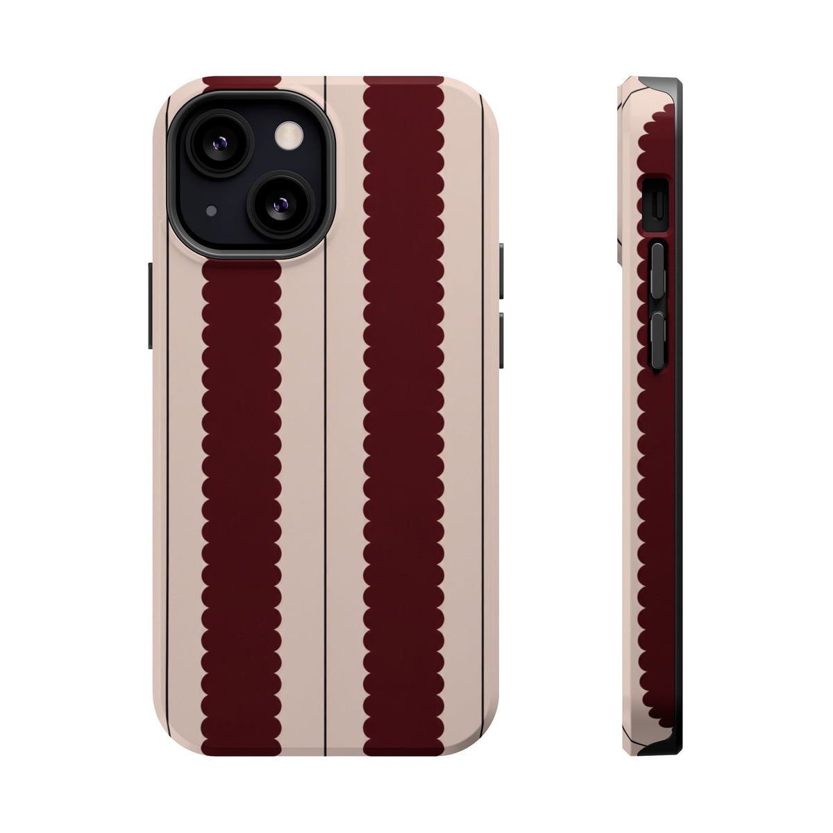 Burgundy Scallop Stripe Magnetic Phone Case, alternate view