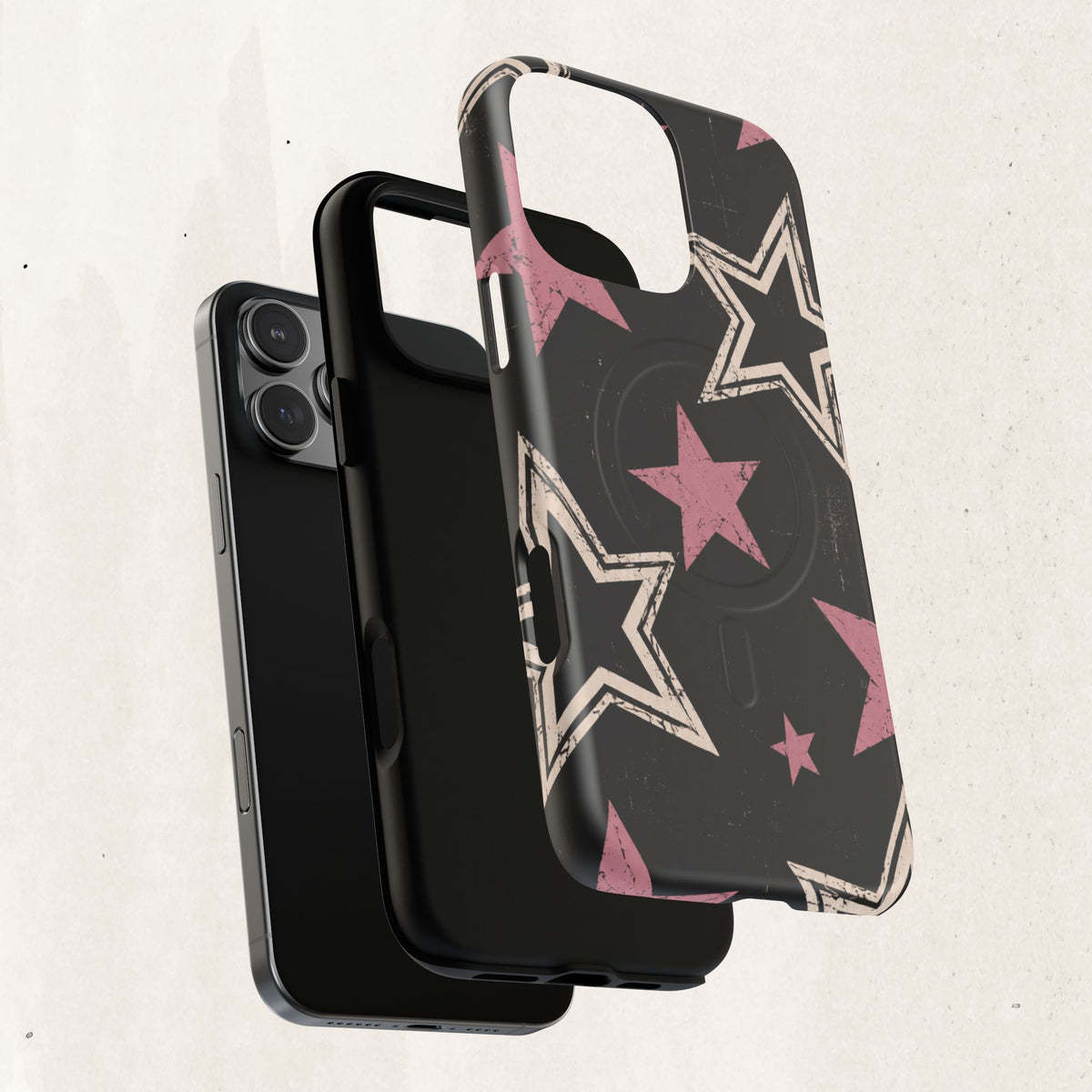 Magnetic Phone Case — Pink Retro Stars Tough Protective Cover Printify
