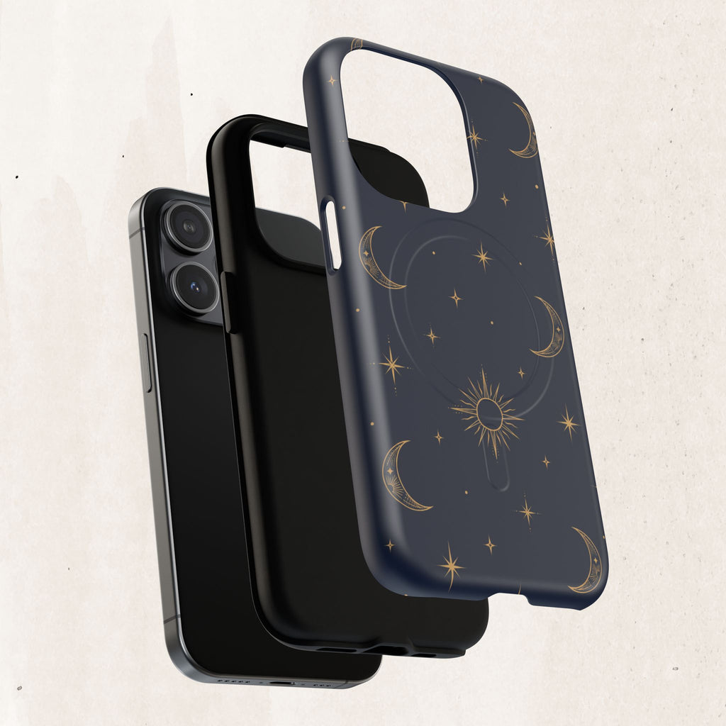 Magnetic Phone Case — Celestial Moon & Stars Tough Protective Cover