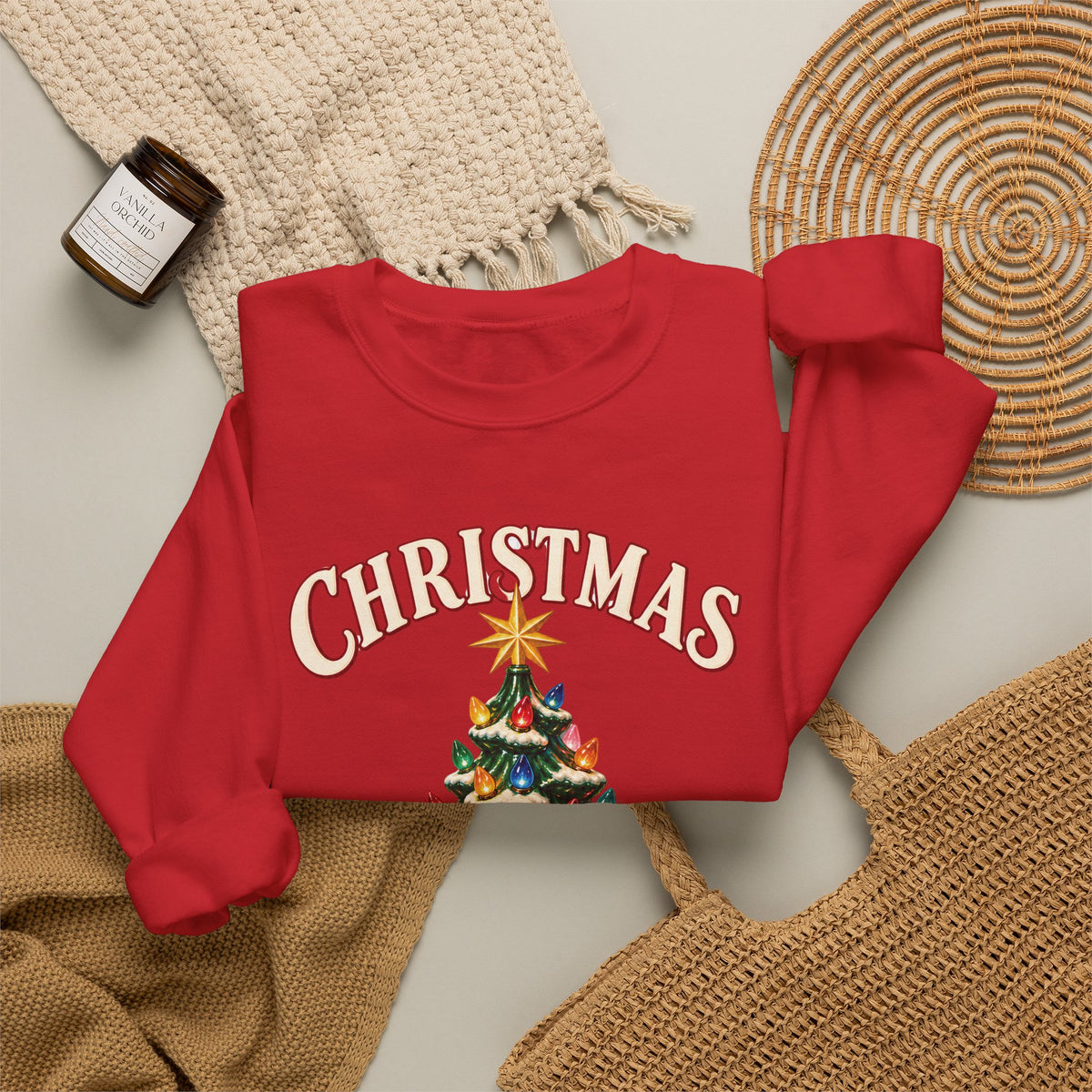Christmas Tree Crewneck Sweatshirt - "All I Want Is You" Holiday Sweatshirt