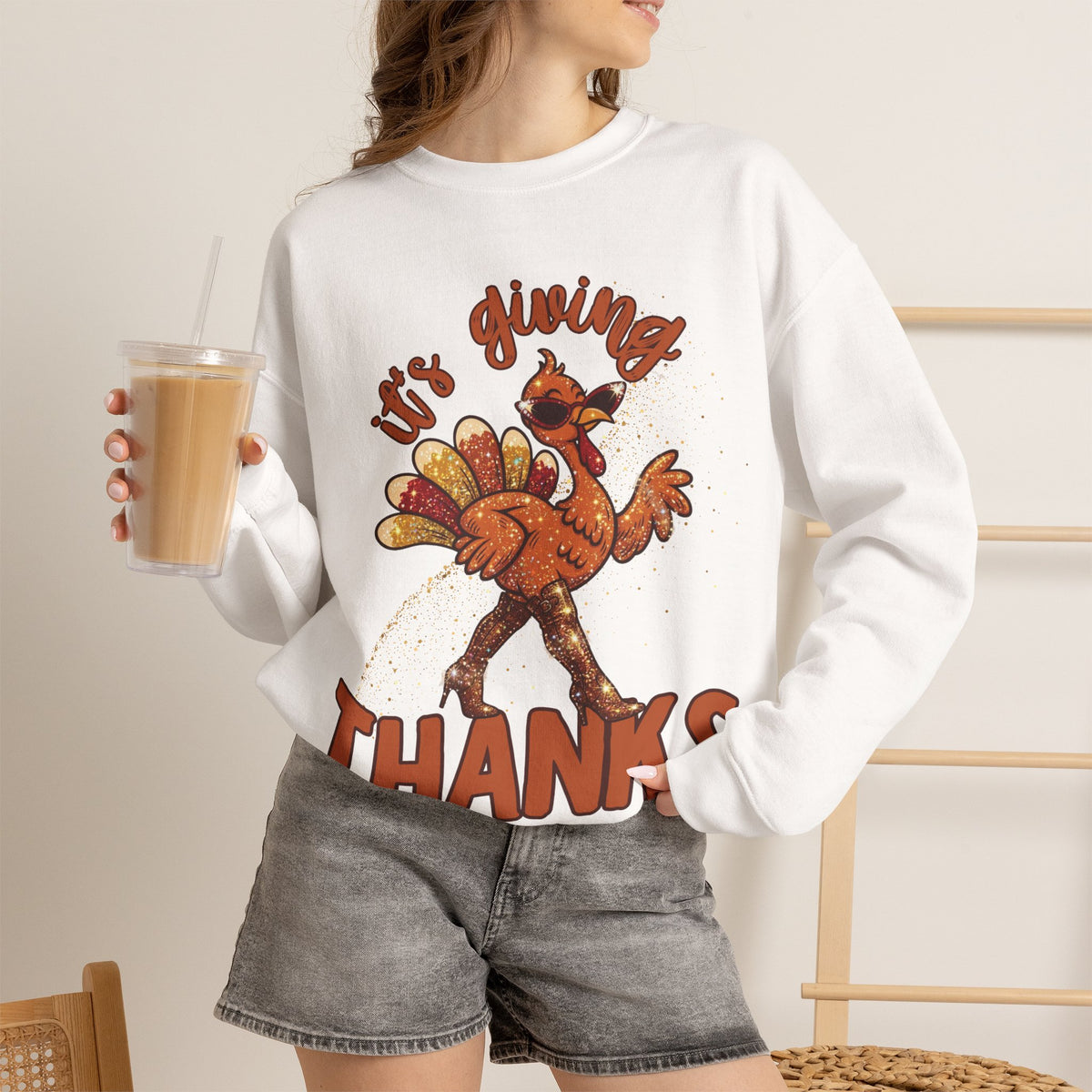 It’s Giving Thanks Thanksgiving Turkey Crewneck Sweatshirt, alternate view