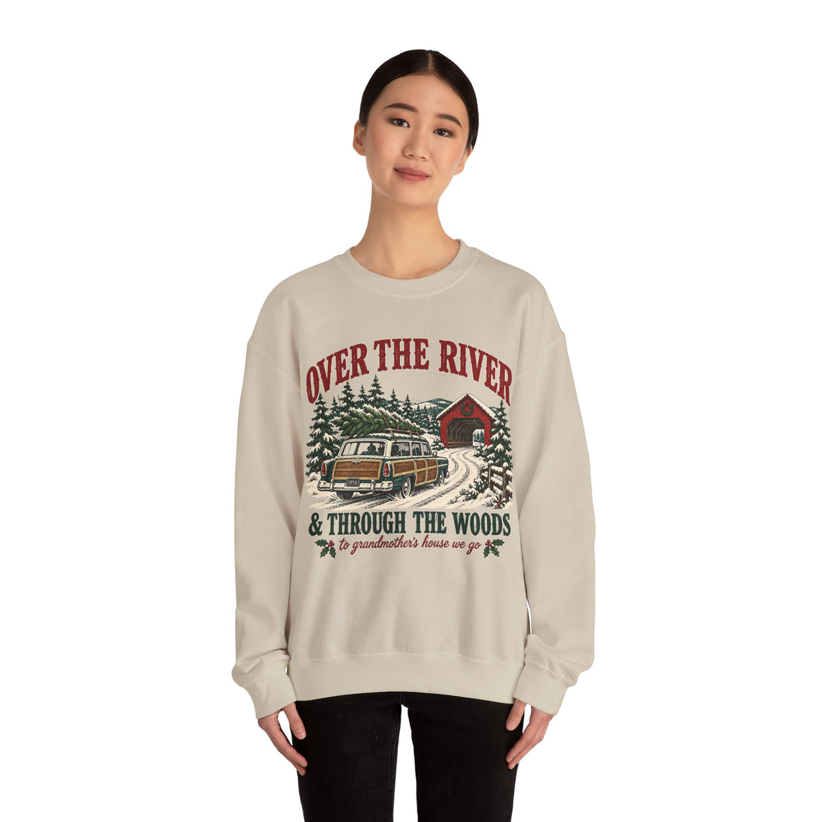 Over the River and Through the Woods Christmas Sweatshirt, Christmas Cabin Crewneck