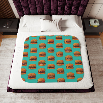 Burger Pattern Sherpa Blanket