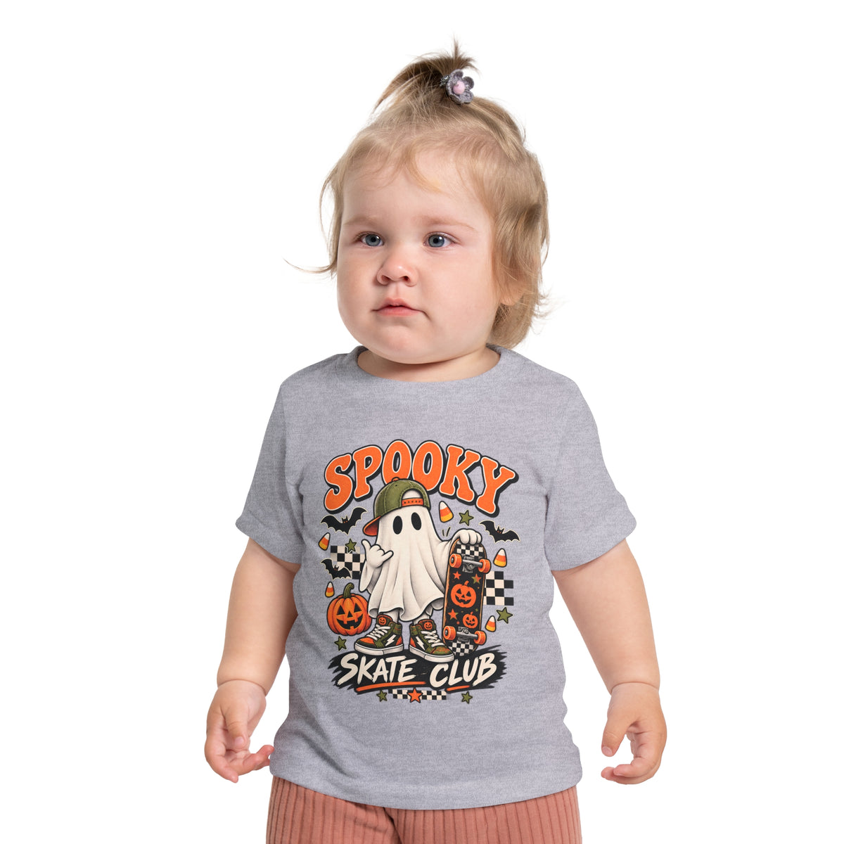 Spooky Skate Club Baby T-Shirt — Halloween Ghost Skateboard Tee