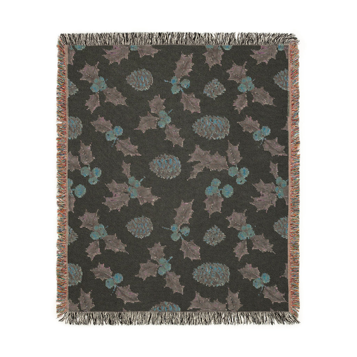 Pinecone & Holly Woven Blanket