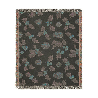 Pinecone & Holly Woven Blanket