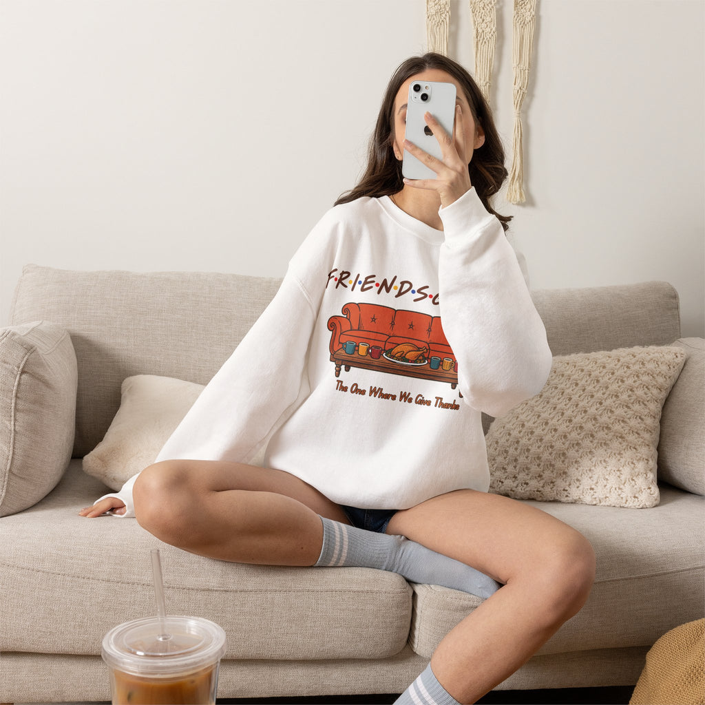 Friendsgiving: The One Where We Give Thanks Crewneck Sweatshirt Printify