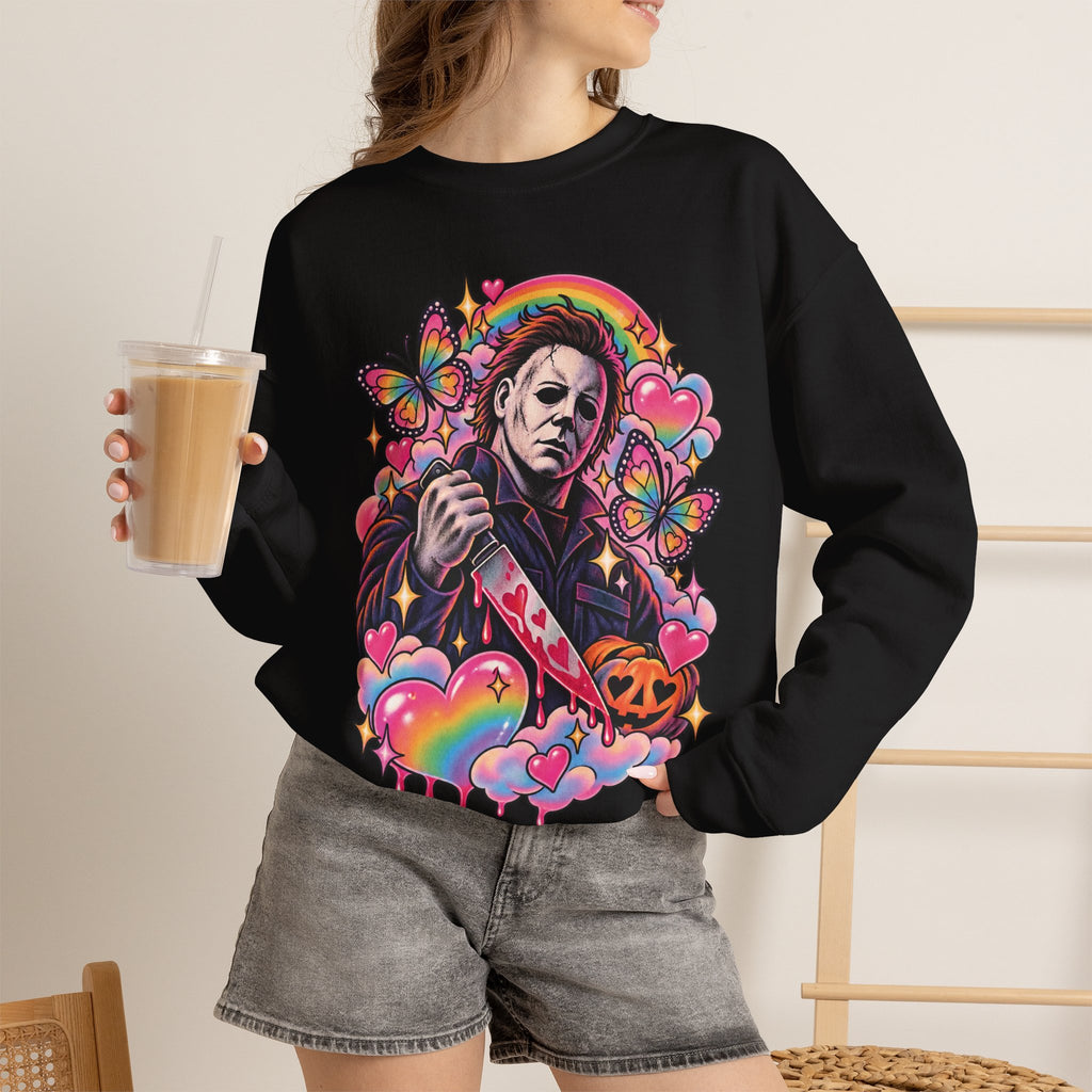 Colorful Michael Myers Horror Heart Crewneck