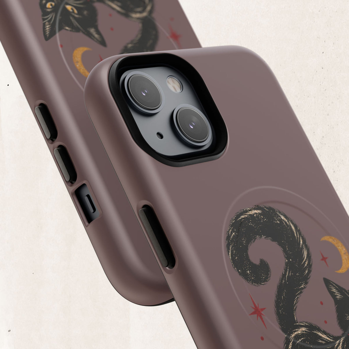 Magnetic Phone Case — Black Cat in Red Boots Design