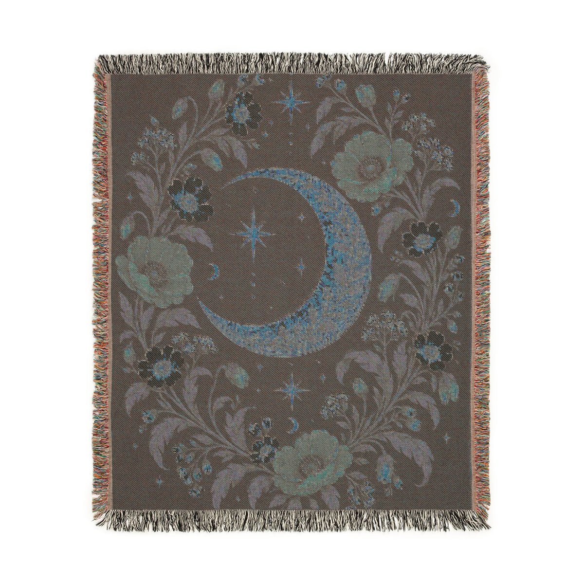 Celestial Moon and Floral Woven Blanket Printify