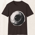 Surreal Eyeball Graphic Tee – Artsy Mid-Century Eye Shirt – Dark Chocolate