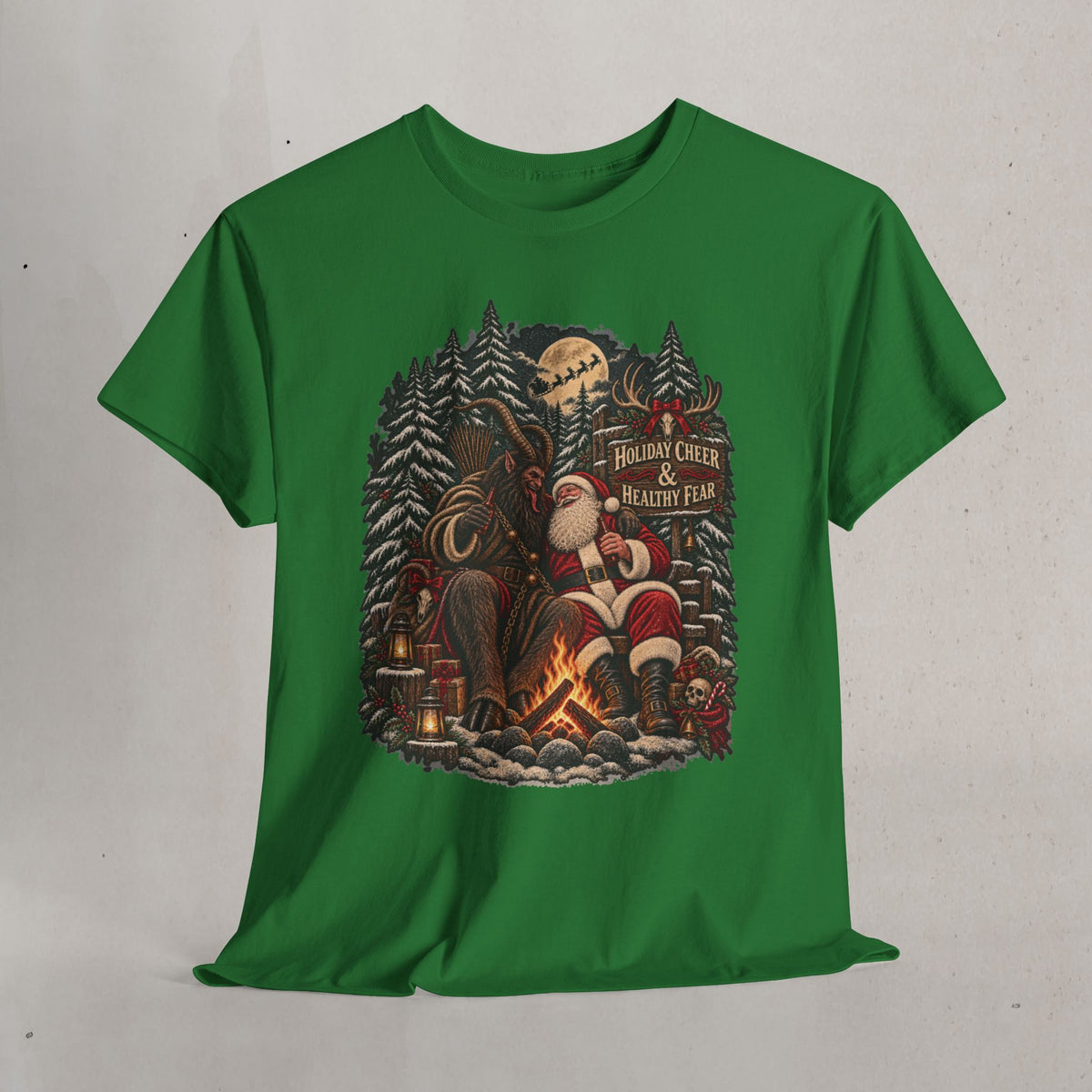 Santa & Krampus Camping Graphic Tee
