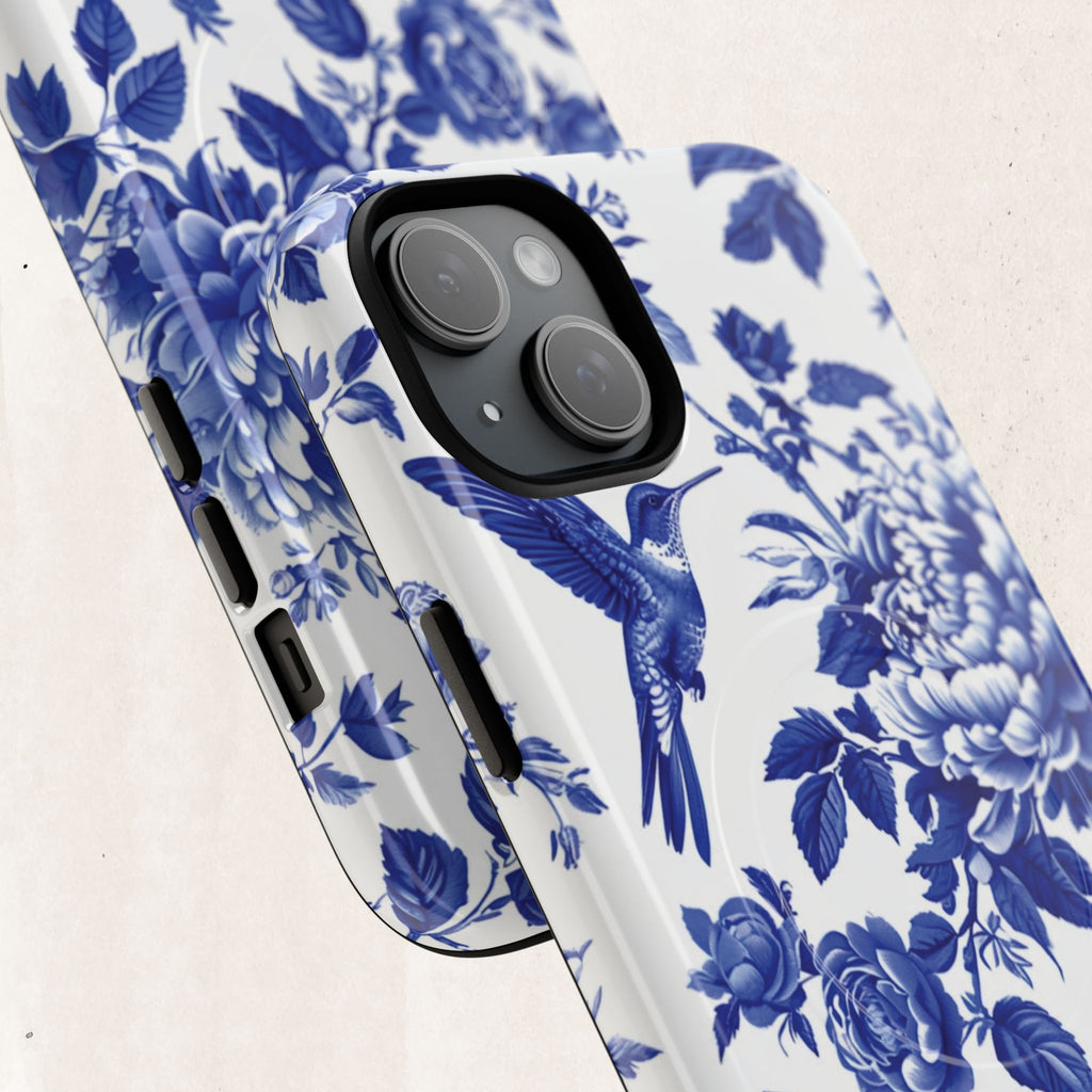 Blue Floral Bird Tough Magnetic Phone Case