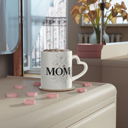Mom Heart Mug — Floral Script Mother's Day Coffee Cup