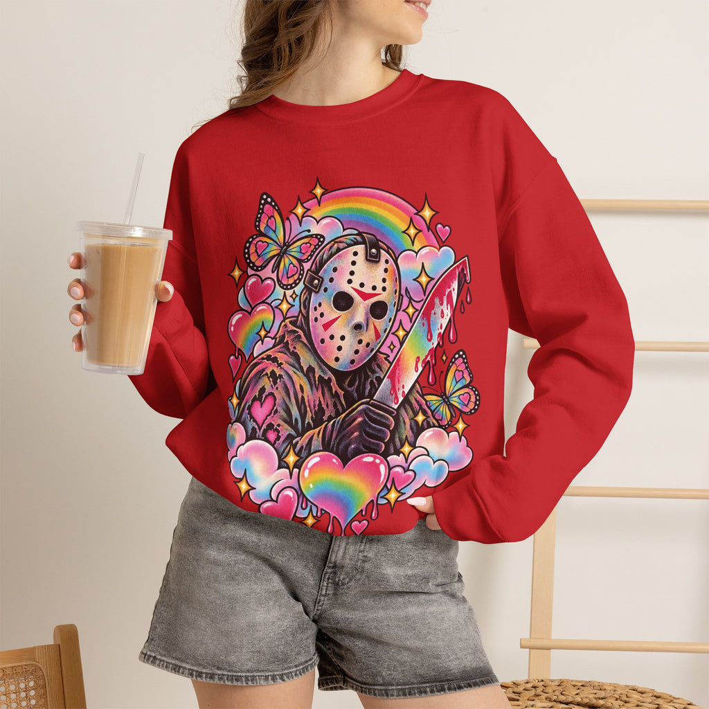 Jason Mask Rainbow Horror Crewneck Sweatshirt