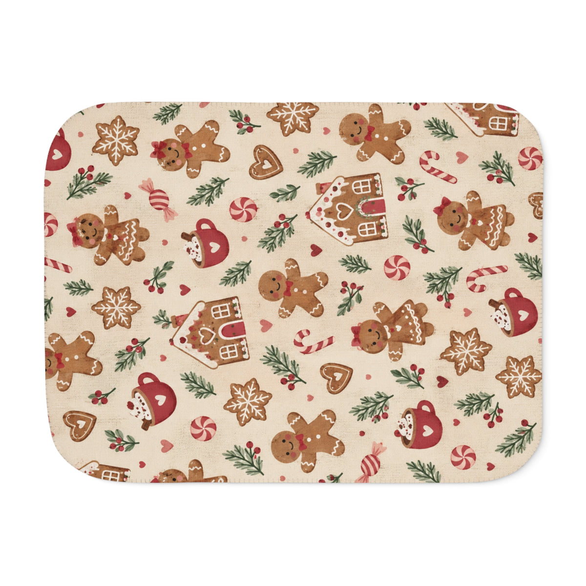 Christmas Gingerbread Sherpa Blanket