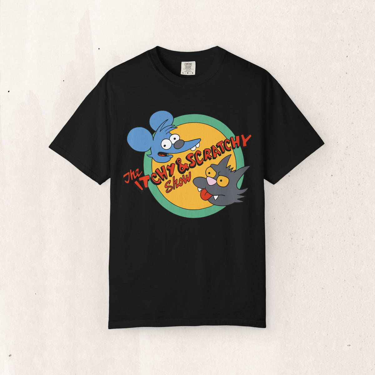 The Itchy & Scratchy Show Cartoon T-Shirt – Black