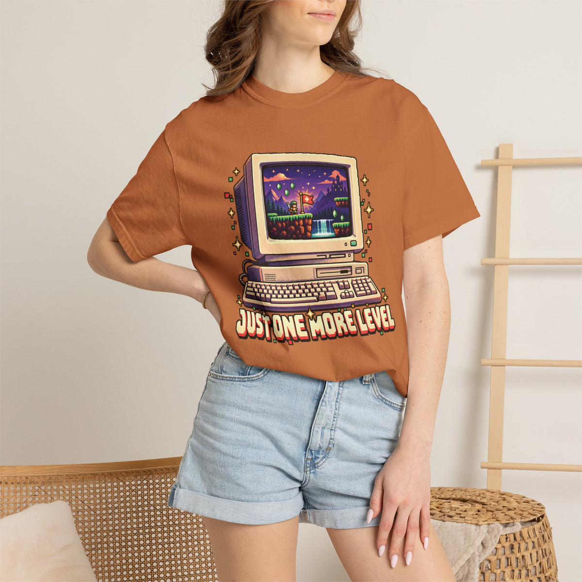 Retro Computer 'Just One More Level' Gaming Tee