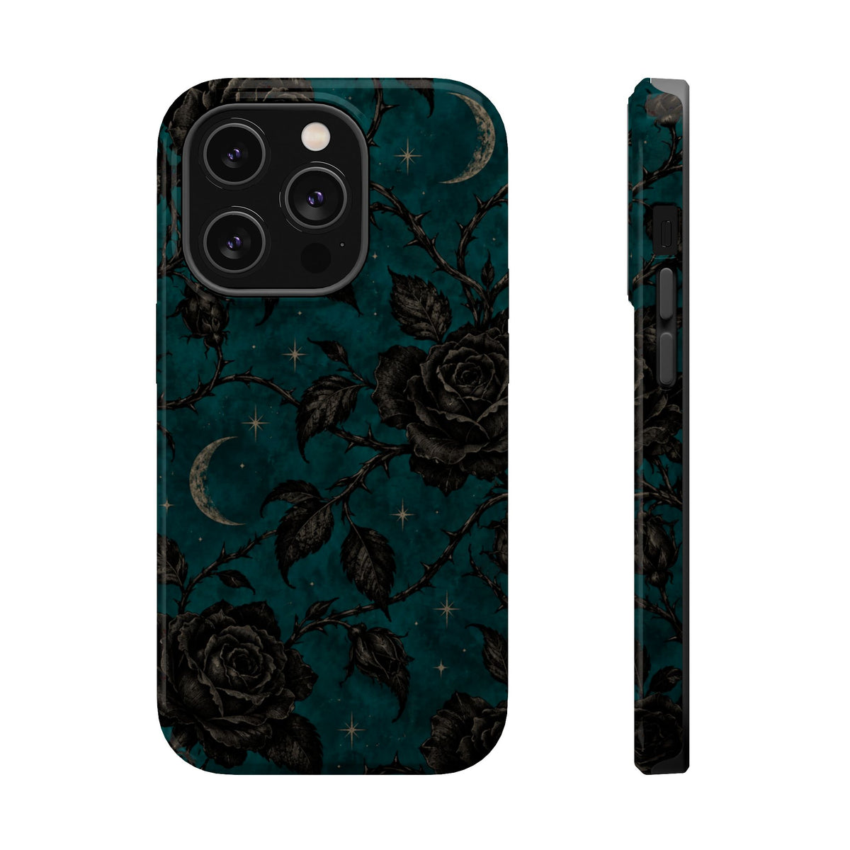 Teal Moon & Black Rose Magnetic Phone Case, alternate view
