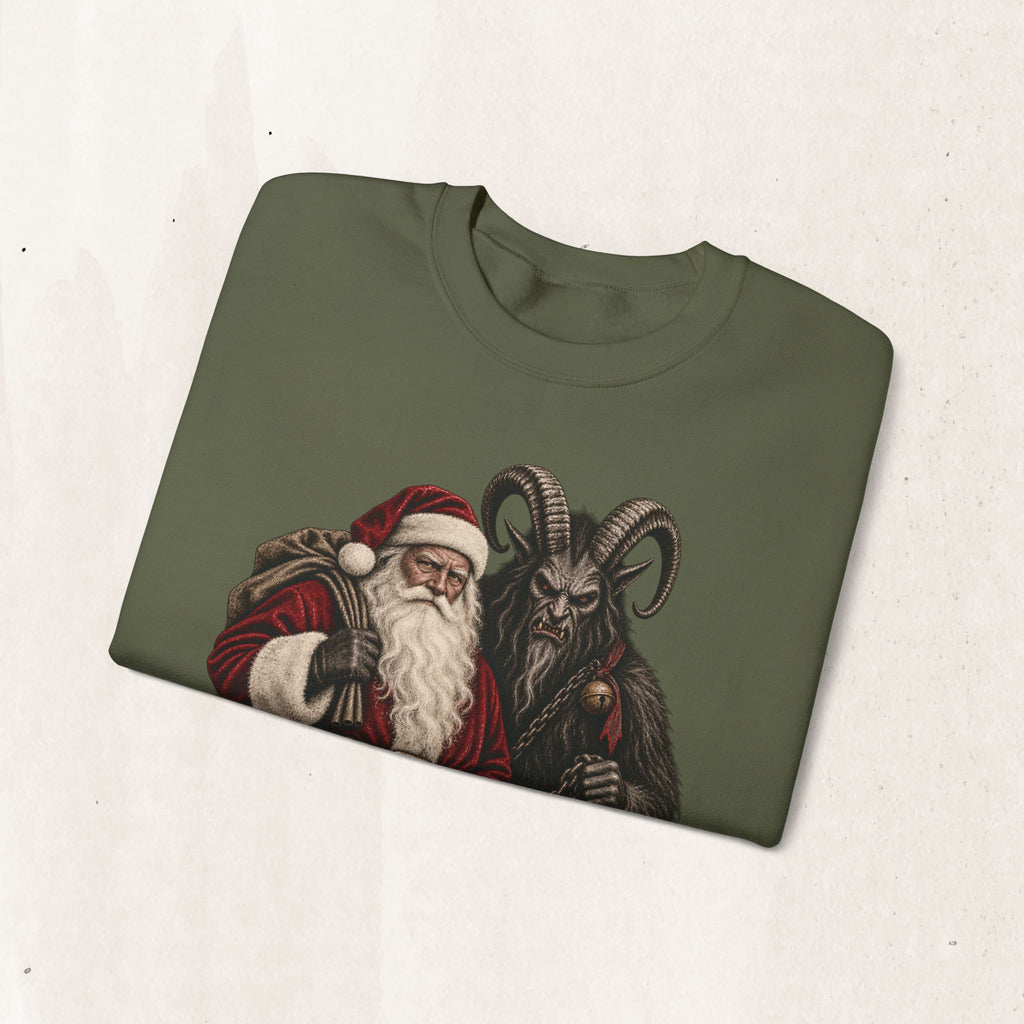 Krampus & Santa Claus Christmas Crewneck Sweater
