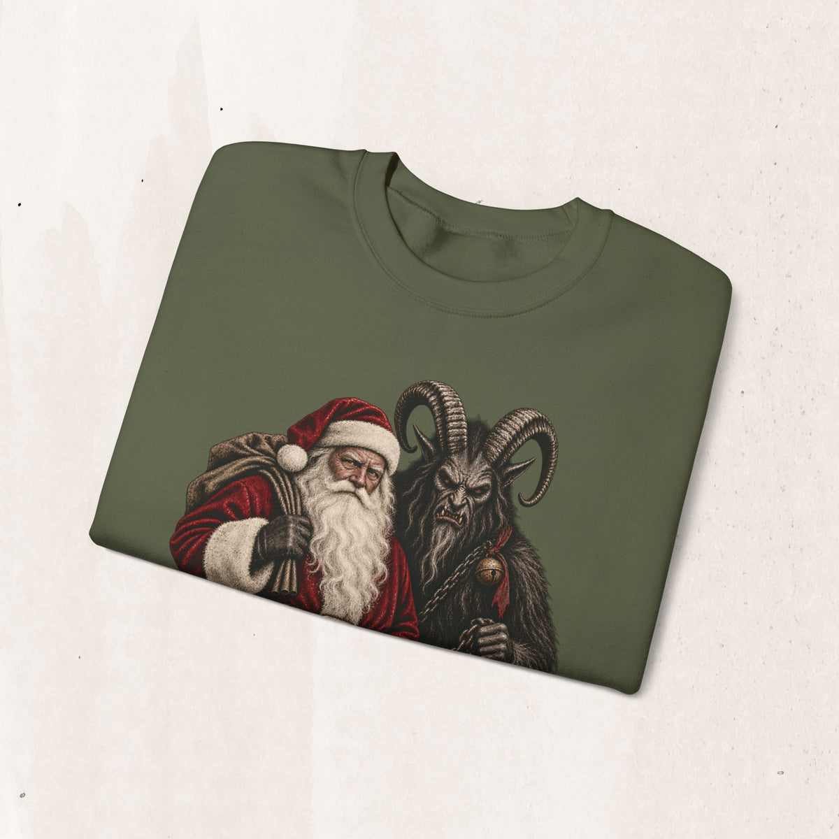 Krampus & Santa Claus Christmas Crewneck Sweater