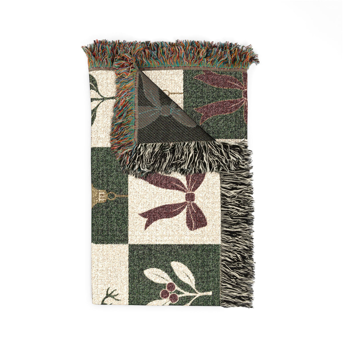 Holiday Reindeer & Ornaments Woven Blanket Printify