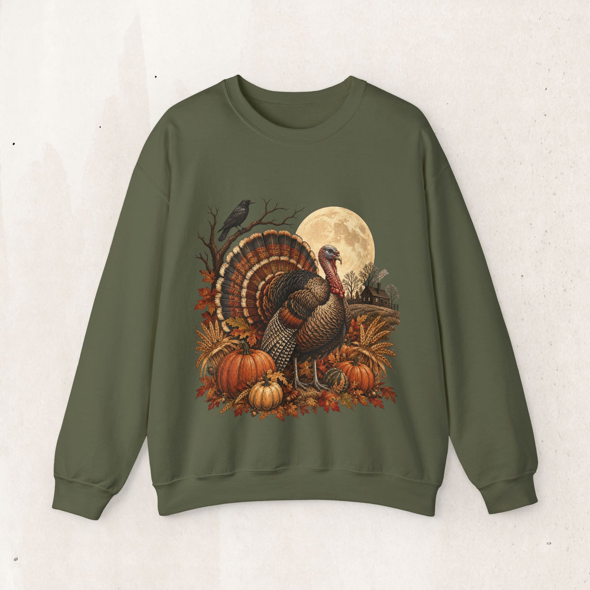 Vintage Thanksgiving Turkey Pumpkin Sweatshirt, Harvest Moon Turkey Crewneck