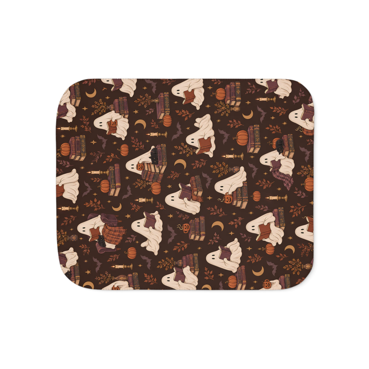 Autumn Ghosts & Books Sherpa Blanket
