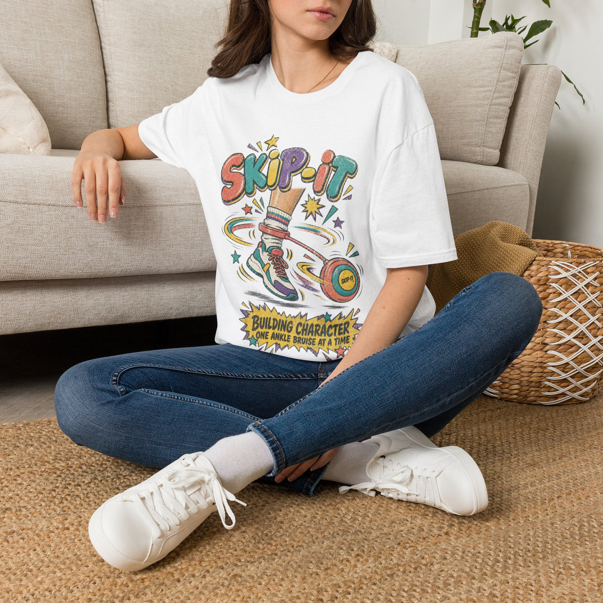 Skip-It Retro Graphic Tee in White, alternate view