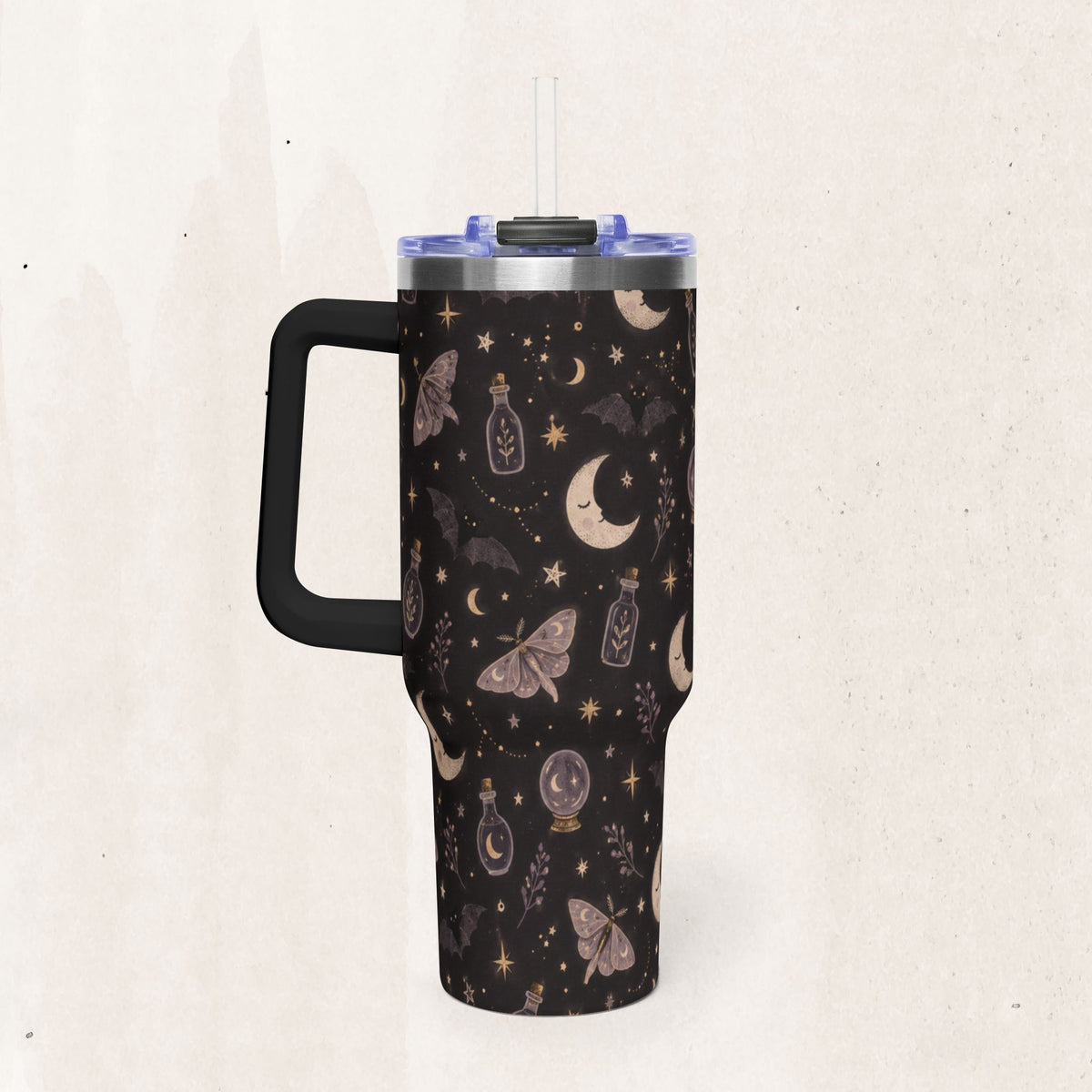 Celestial Moon & Stars Tumbler (40 oz) in Black, alternate view