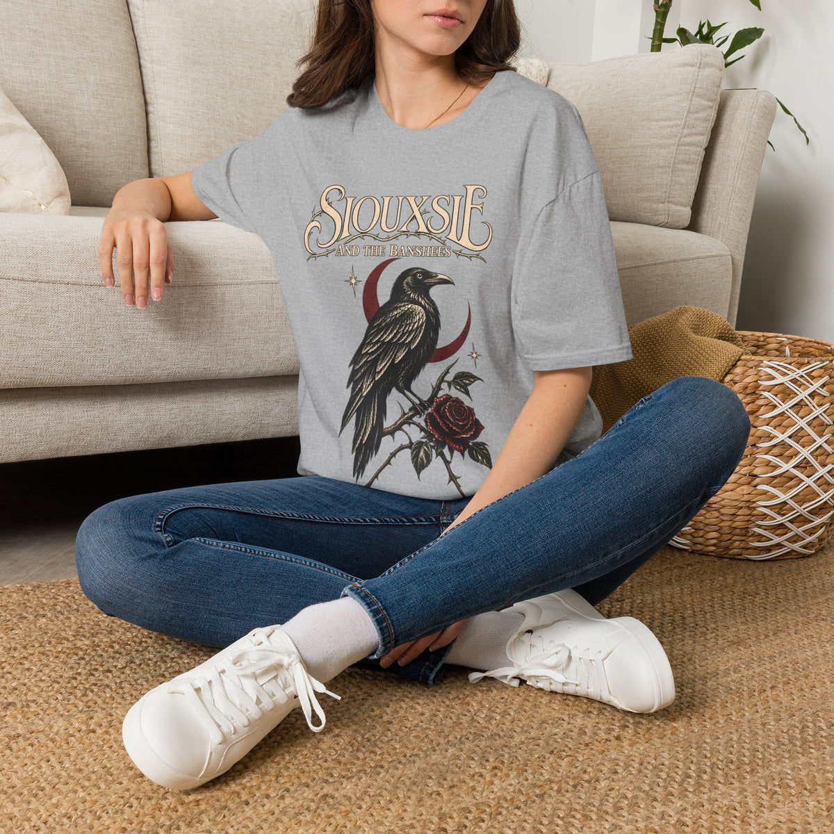 Siouxsie And The Banshees Vintage Raven Tee – Goth Band Shirt – Sport Grey
