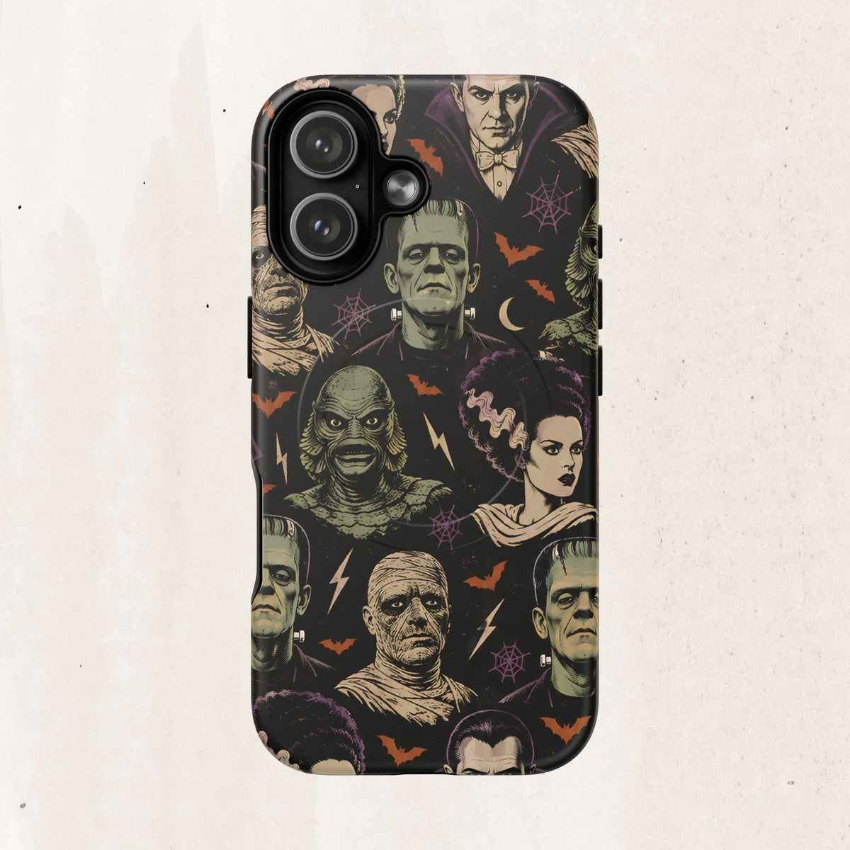 Monster Mash Magnetic Phone Case — Retro Classic Horror Collage