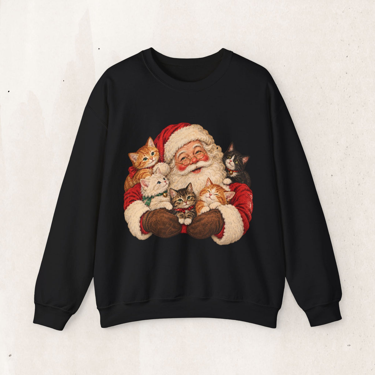 Santa and cats Christmas crewneck sweatshirt