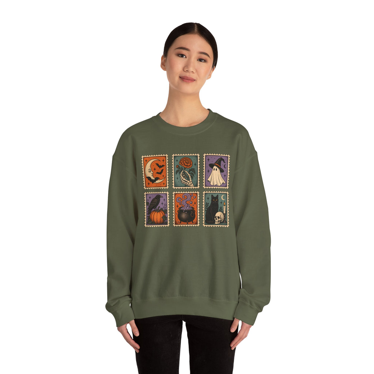 Vintage Spooky Stamp Panel Sweatshirt