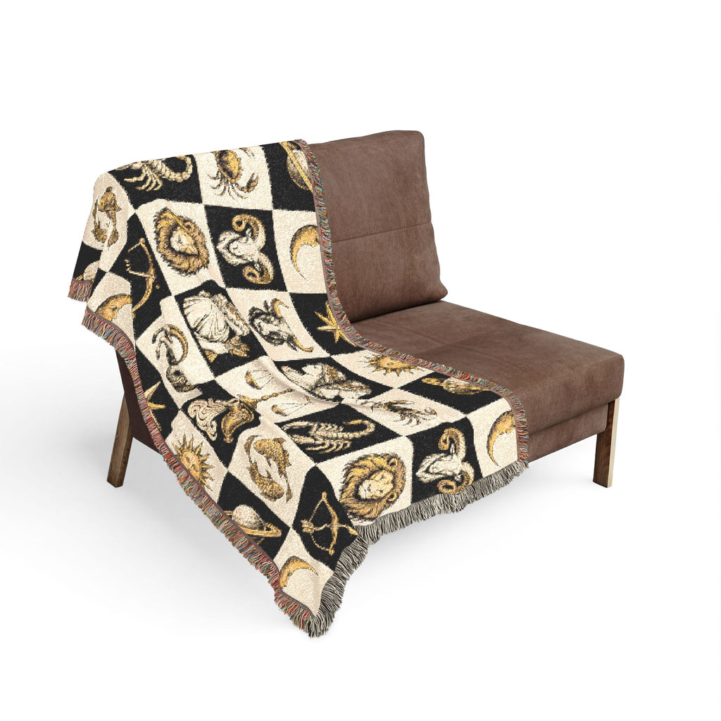 Zodiac Checkerboard Woven Blanket Printify