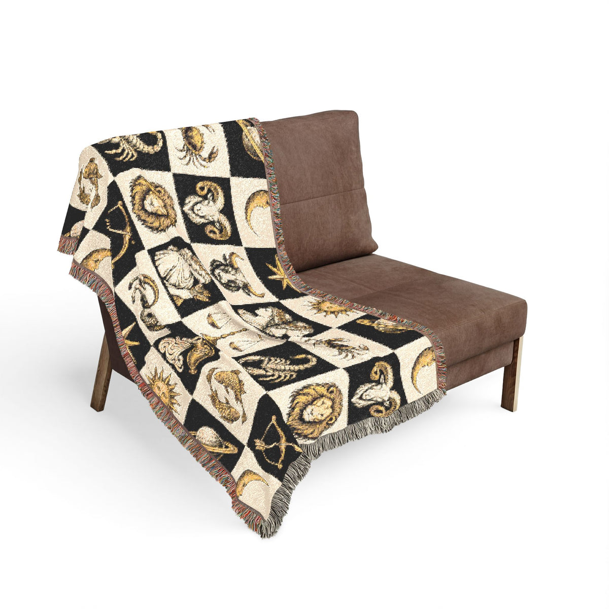 Zodiac Checkerboard Woven Blanket Printify