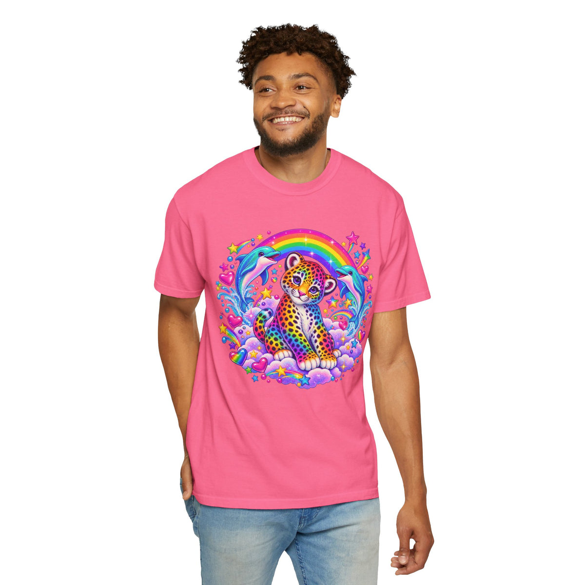 Lisa Frank Inspired Leopard Rainbow Tee
