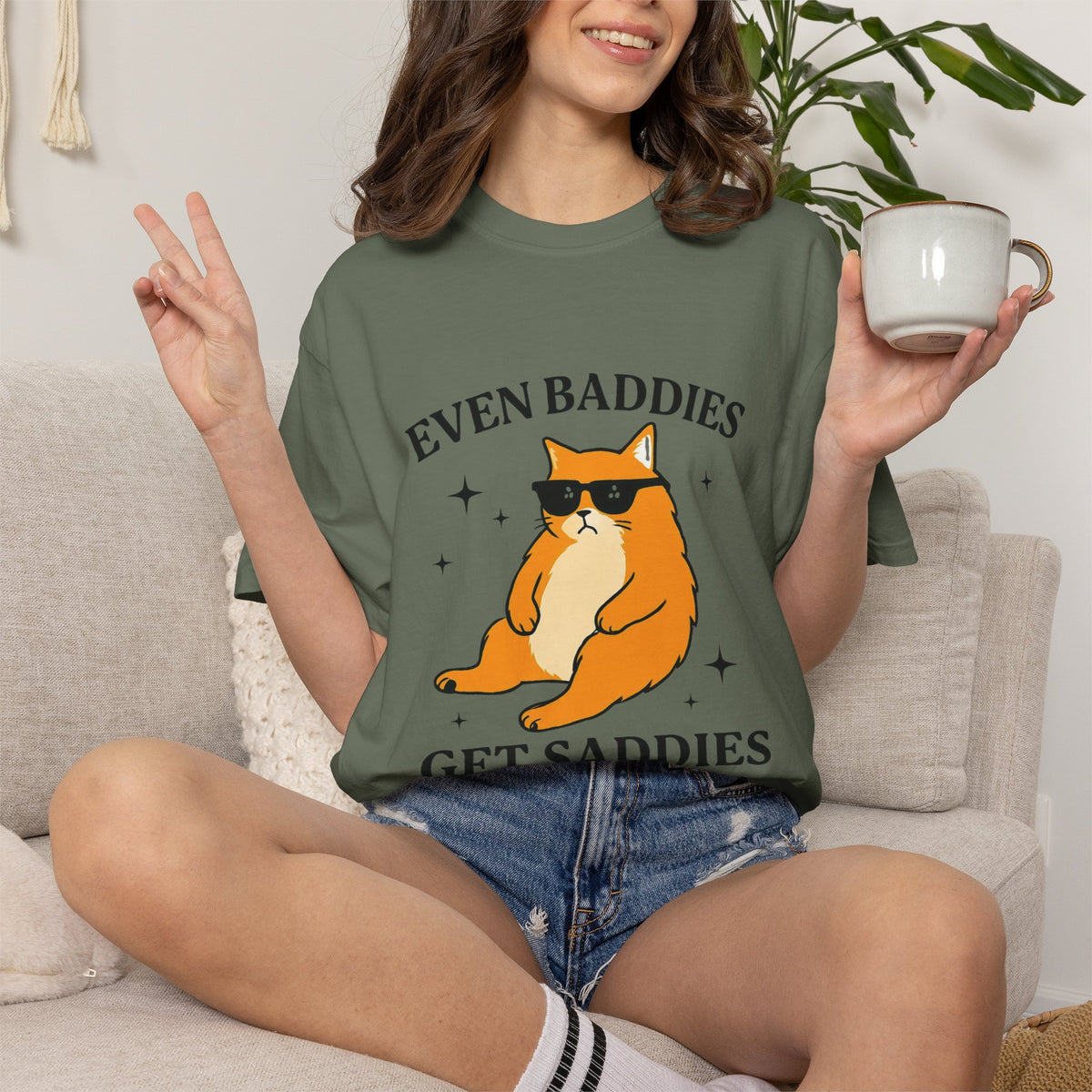 Even Baddies Get Saddies Cat Tee