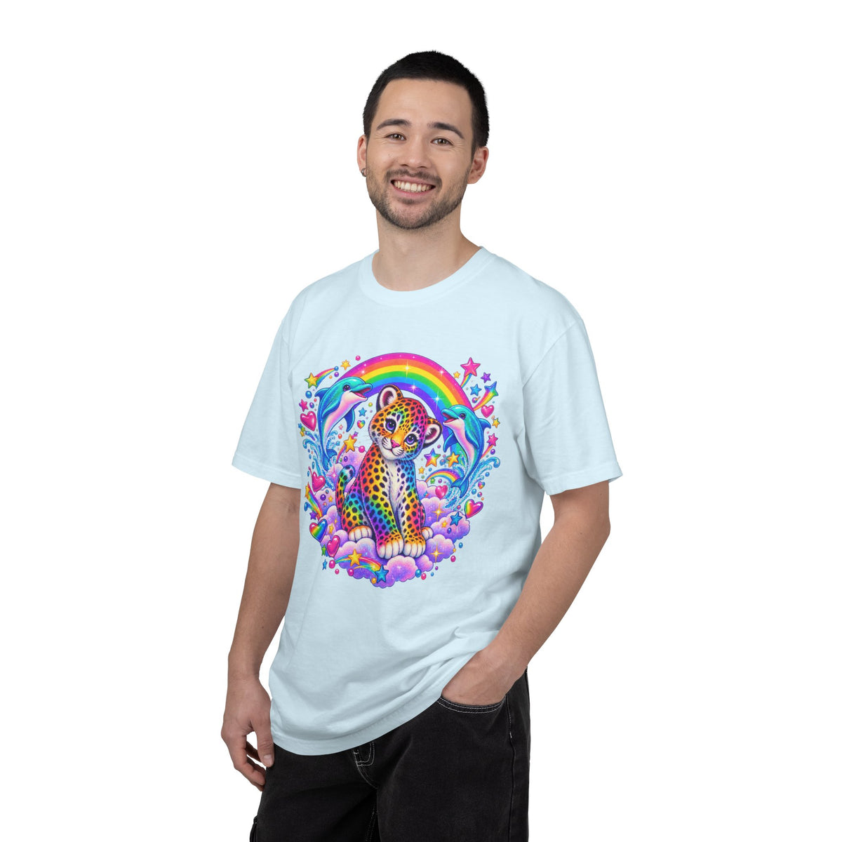 Lisa Frank Inspired Leopard Rainbow Tee