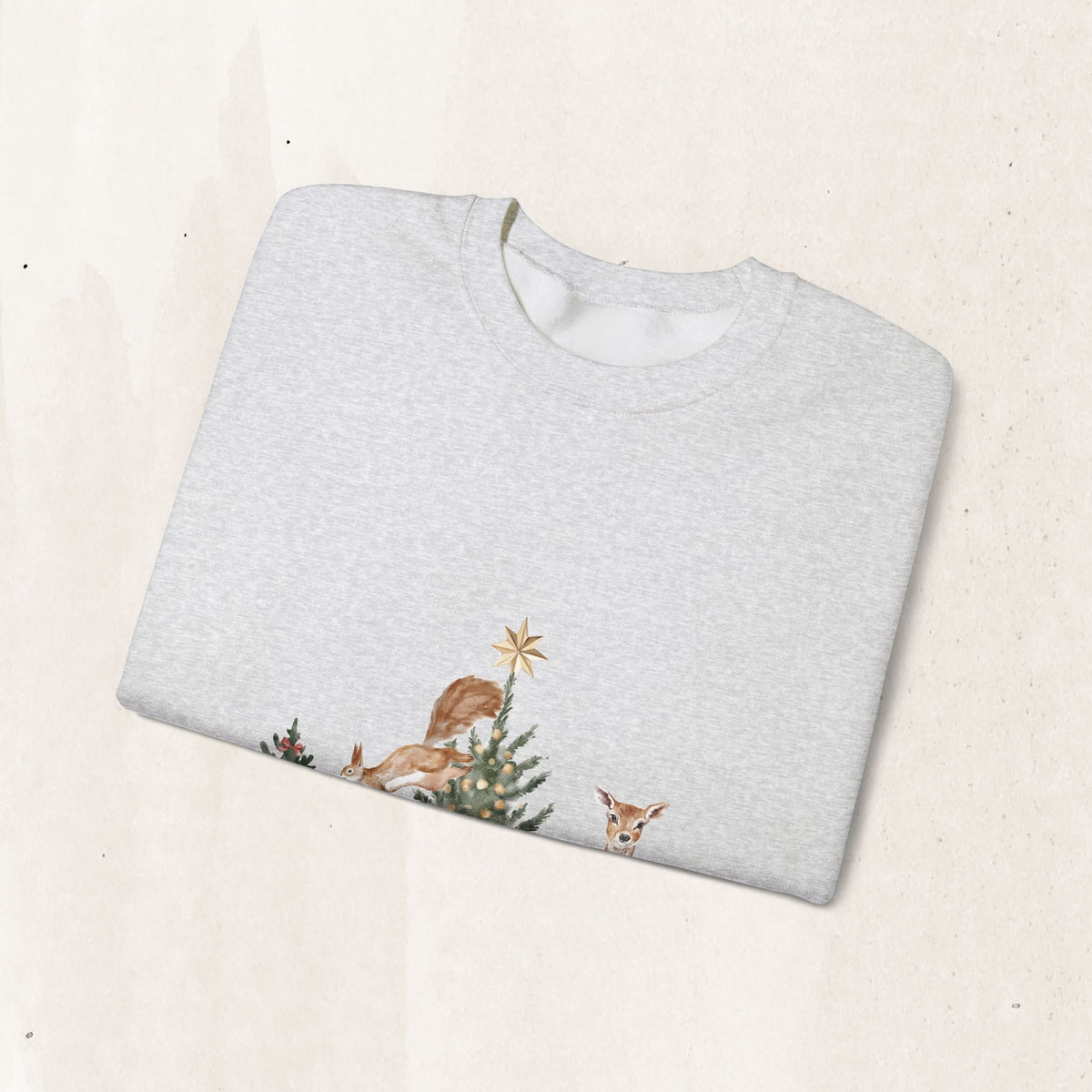 Christmas Woodland Deer Crewneck Sweatshirt Printify