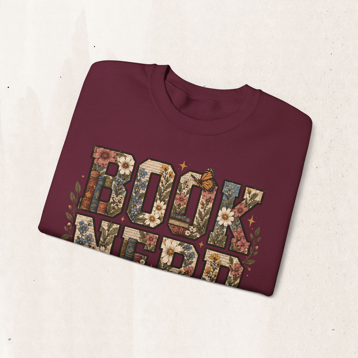 Floral Book Nerd Crewneck Sweatshirt