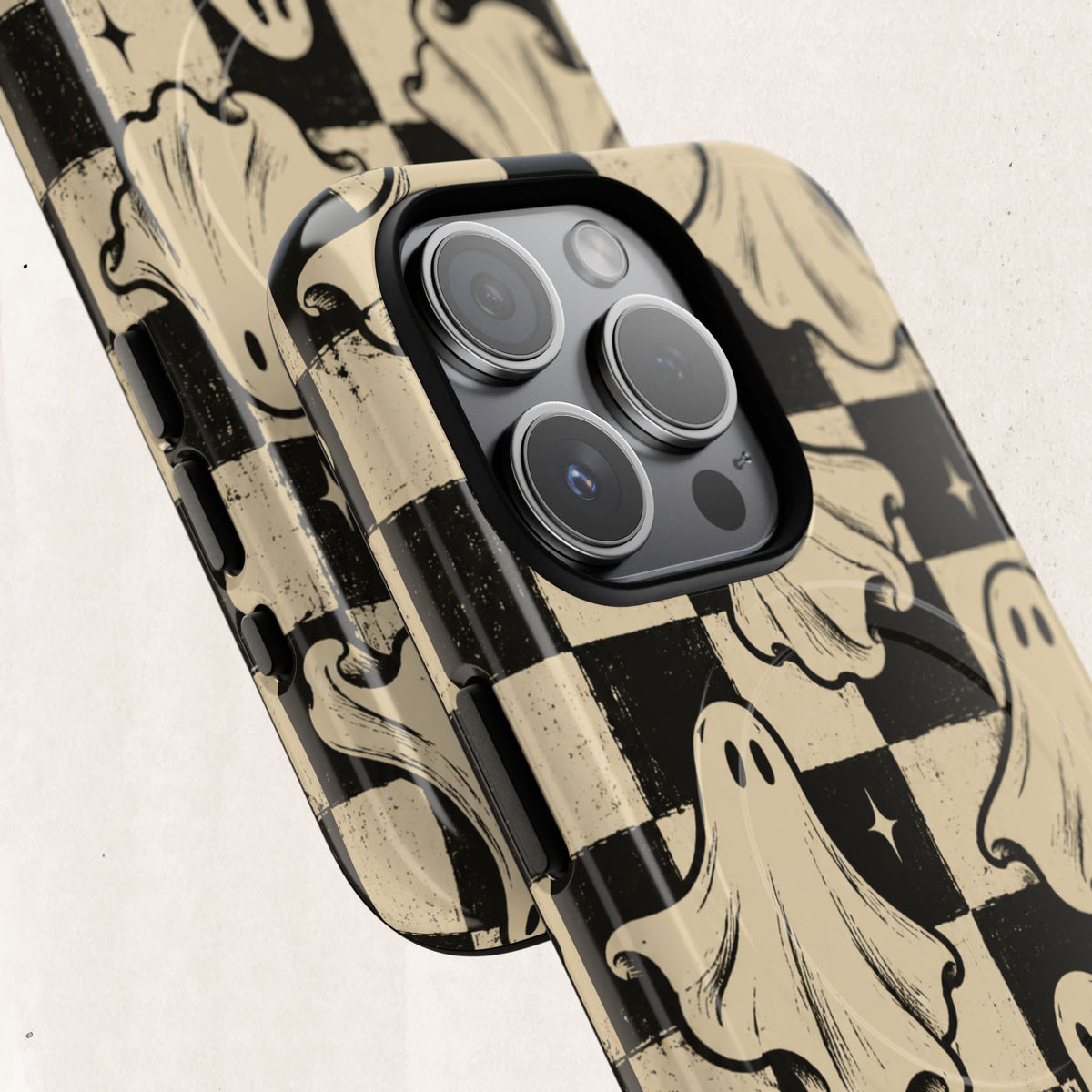 Ghost Checker Tough Magnetic Phone Case — Retro Spooky iPhone Cover Printify