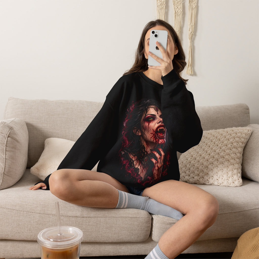 Bloody Horror Vampire Crewneck Sweatshirt Printify