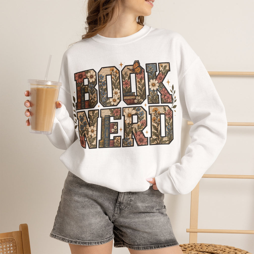 Floral Book Nerd Crewneck Sweatshirt