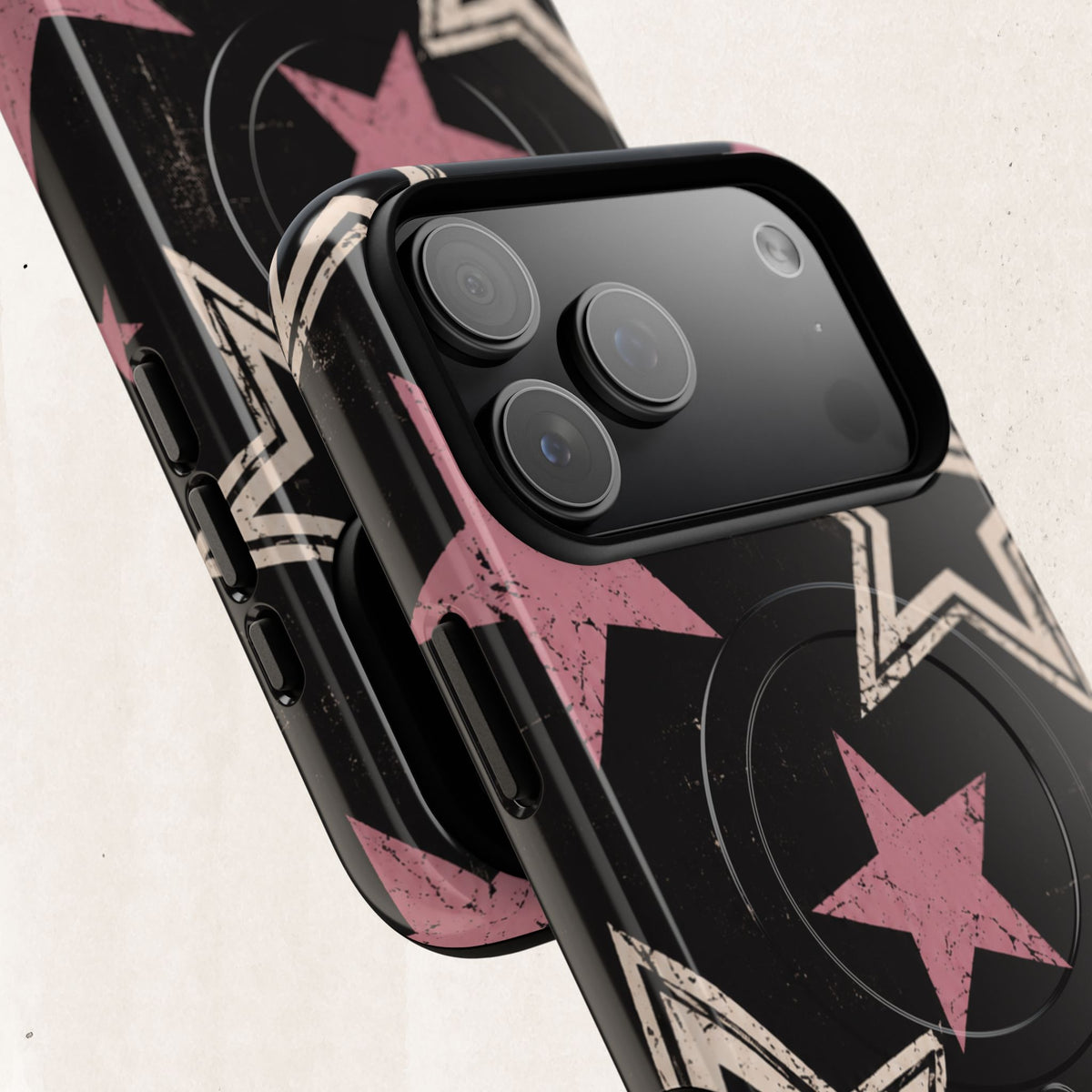 Magnetic Phone Case — Pink Retro Stars Tough Protective Cover Printify