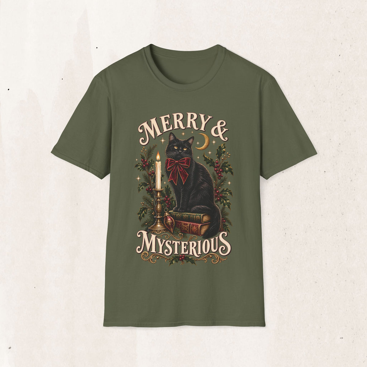 Merry & Mysterious Black Cat Christmas Tee